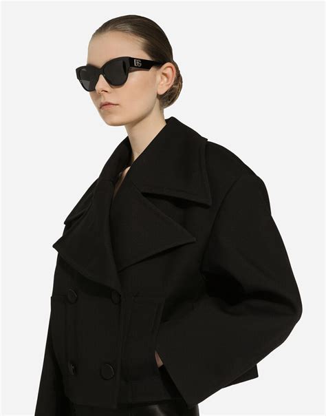 Wool silk gabardine jacket in black 